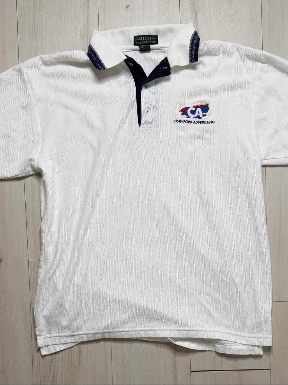 White Polo with Navy Trim